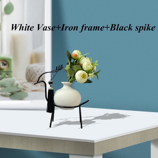 Distressed White Ceramic Vase \u2013 Decorative Candleholder Flower Vases for Centerpieces