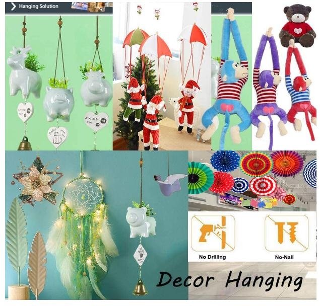 Multi Purpose No Drilling Required Ceiling Hooks Suspension and Wall Hooks  Hangers, Adhesive Display Hanging Solution