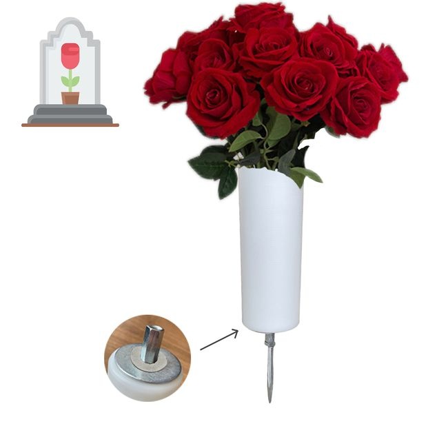 Big Memorial Cemetery Vase Flower Holder Metal Stake,Big Size Flower  Bouquet Holder for Long Stem Roses,Tulips in Garden,Yard,18 Inches