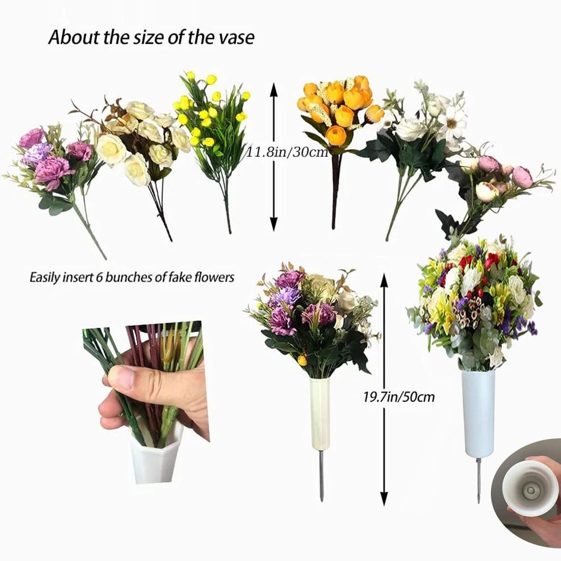 3 pcs Hard Plastic Memorial Cemetery Slim Flower Vases High Large Size