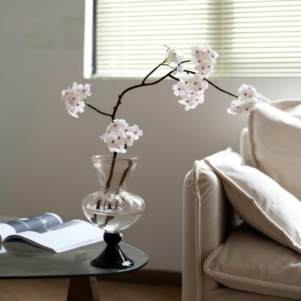 Handcrafted Colored Glaze Vases with Black Base Glass Vase Ornament Luxury Living Room Vase Dining Table Decor Hydroponic Flower Holder