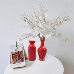 Small Ceramic Vase Red Modern Farmhouse Flower Vase Set of 2  Decoration  Design For Home, Wedding Center Desktop  Décor