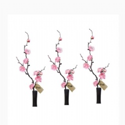 3 Pcs Pink Fake Flowers Artificial Plum Blossom Plastic Flowers Table Decoration Banquet Real Touch Home Office Decor
