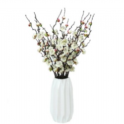 3 Pcs White Artificial Plum Blossom Fake Plastic Flowers Table Decoration Flowers Banquet Real Touch Home Office Decor 23.6