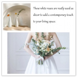 Small Ceramic Vases Set of 2 White Decorative Farmhouse Kitchen Decor Flower Vase for Wedding Scene Desktop Center Vase